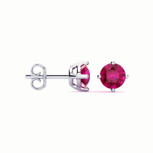 1/2 CTTW Genuine Ruby Earrings - Picture 1 of 7